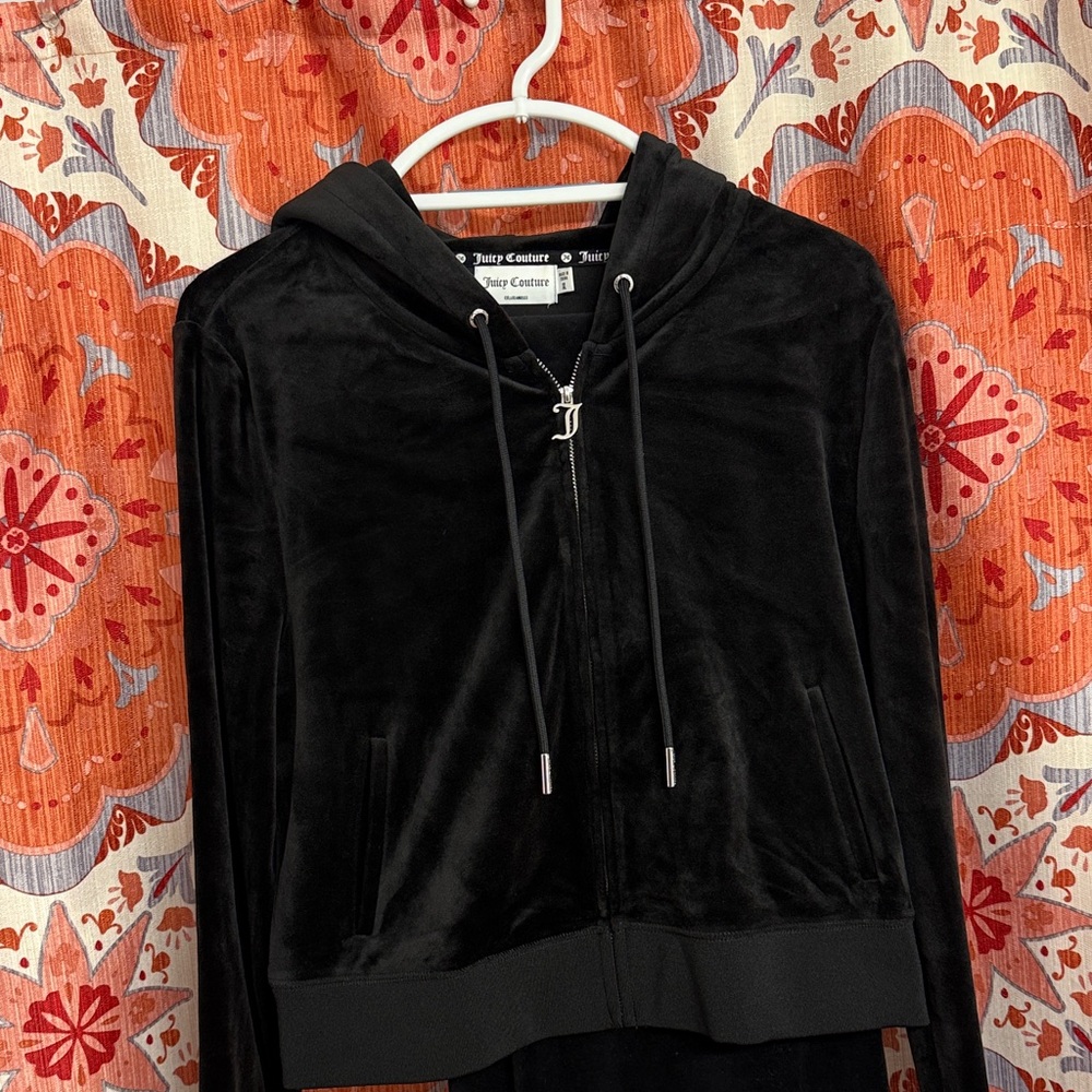 Juicy Couture Black Velour Hoodie Jacket